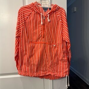 Tommy Hilfiger Orange and White Striped Windbreaker Hoodie